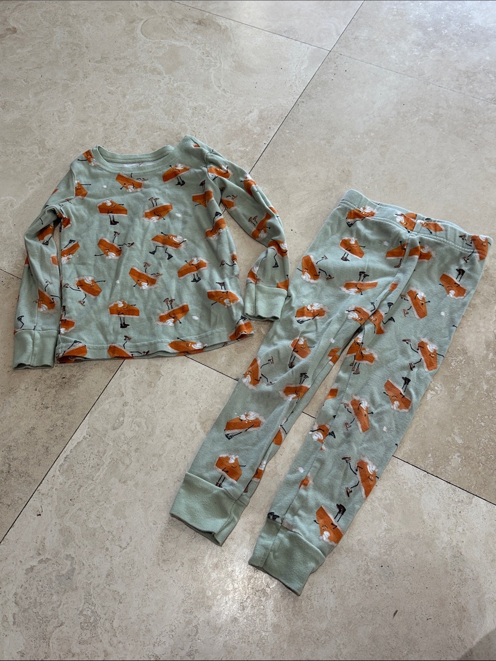 Old Navy Mint and Orange Pumpkin Pie Print Pajama Set